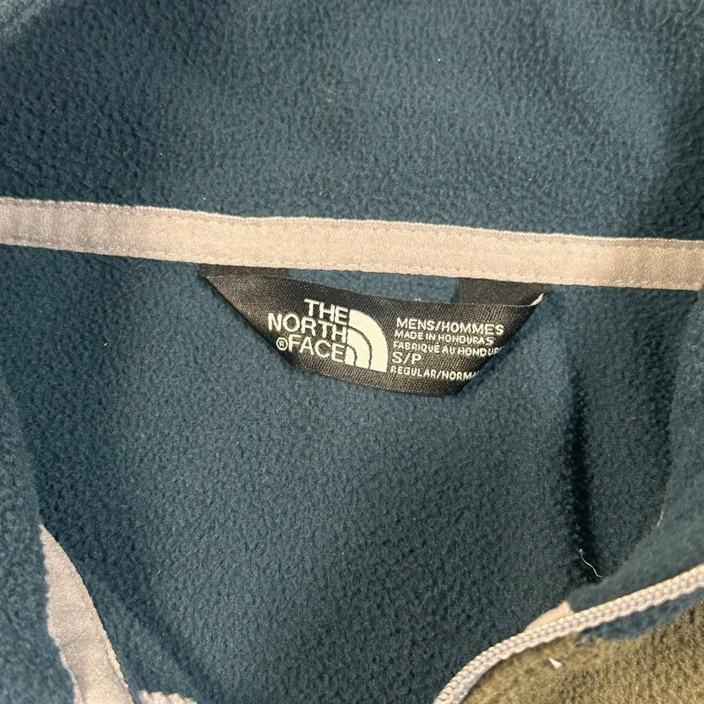 The North Face Mens Colorblock 1/4 Zip Fleece Pullover Teal Green Gray Small